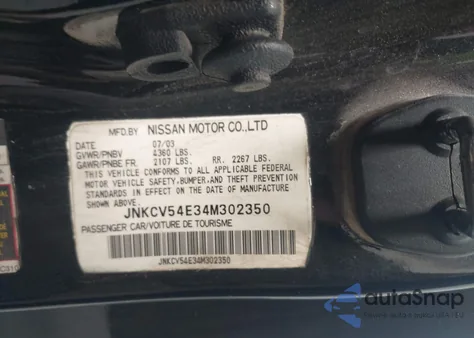 2004 Infiniti G35 z USA, uszkodzony, nr VIN JNKCV54E34M302350